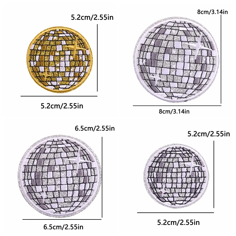 5 шт. Мультяшные вышитые нашивки в стиле диско клетчатые с сердечками и звездами