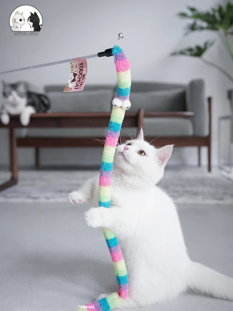 

Cat Toy Feather Teaser Wand Cat Interactive Toy Funny 1PC Funny Playing Simulation Rod Teaser Wand Pet Supplies Cat Accessory