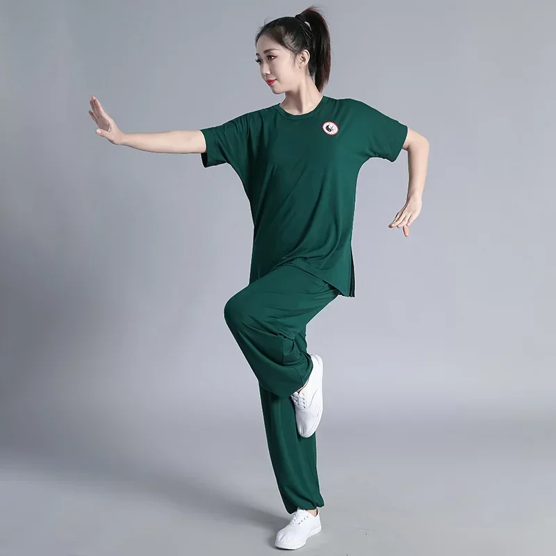 Фото Летняя одежда для ушу, платье для кунг-фу, одежда для тай-чи, униформа для боевых искусств, зеленая женская и мужская унисекс, Kun Master 2023, новый стиль №3