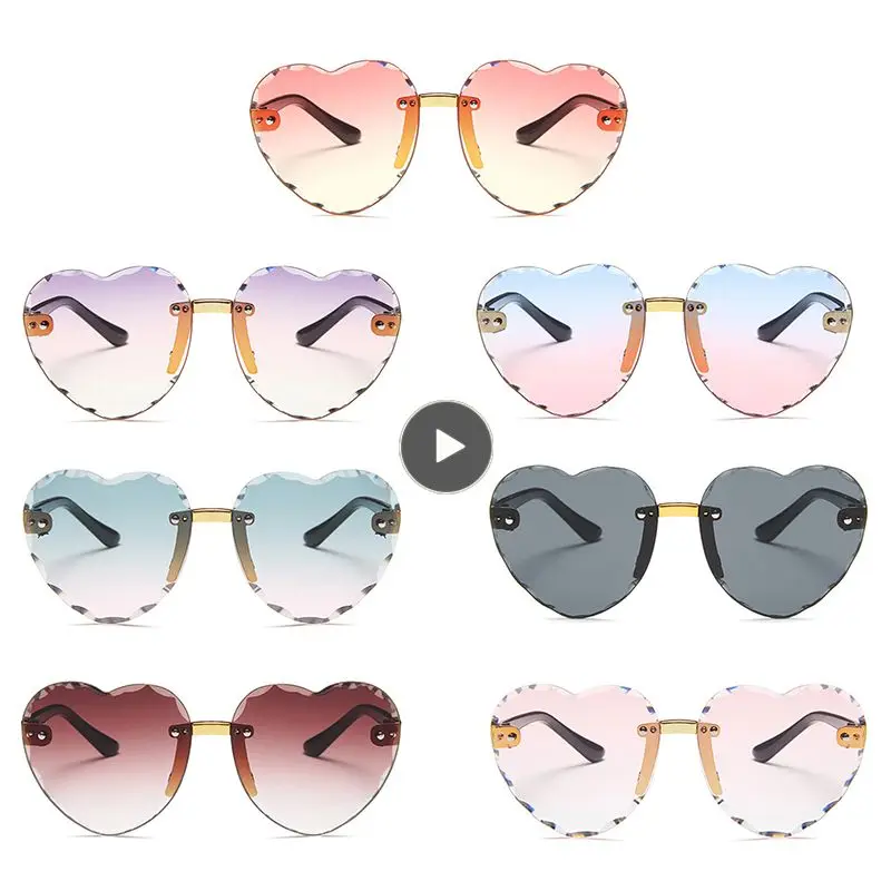 

Fashion Heart Kids Sunglasses Retro Rimless Glasses Brand Designer Sun Glasses Girls Boys Baby Sunglasses UV400 Eyewear