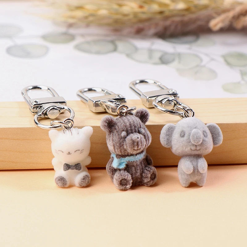 Kawaii мультфильм коала медведь Флокированный Кот брелок для телефона подвеска