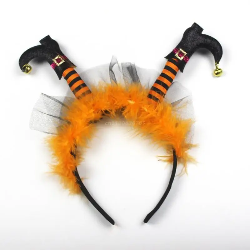 

Halloween Party Tiara Children Adult Photoshoot Hairband with Wizard Foots Boots Decor Multi Color Cartoon Hair Hoop