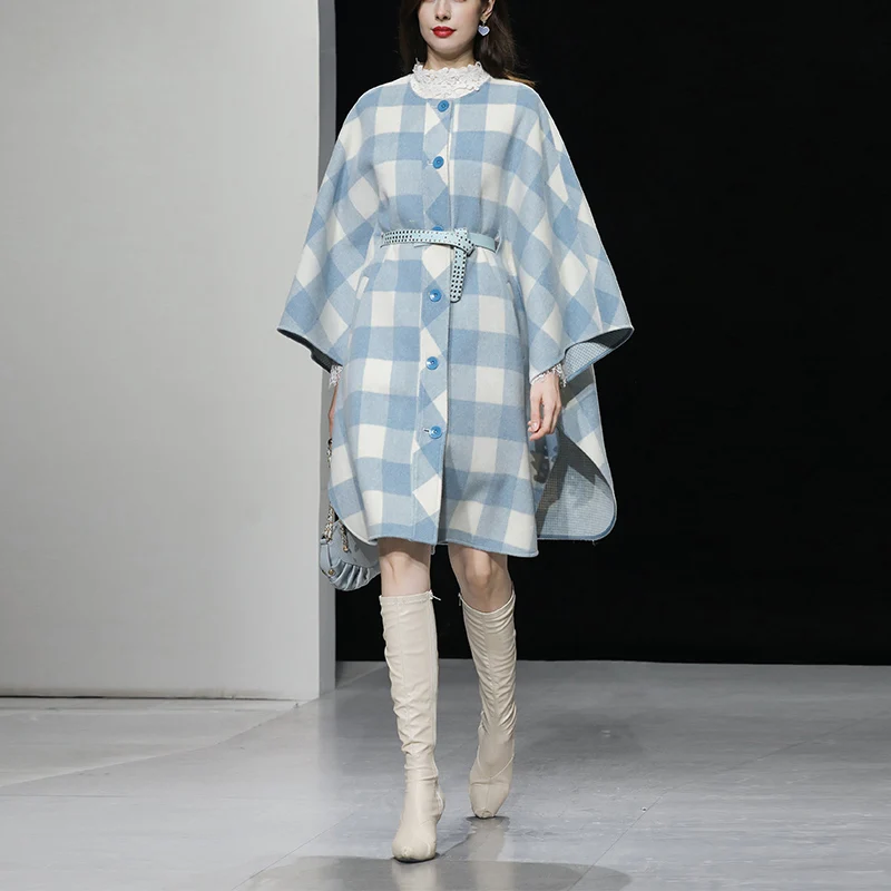 

2022 Winter Fashion Week Fashion Double sided Cashmere Coat Women's medium long loose temperament wool coat