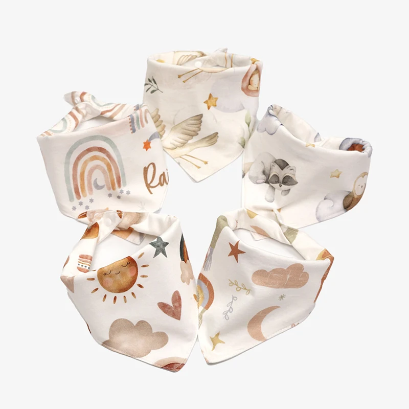 

Cute Cartoon Print Baby Bibs Double Layers Cotton Infant Triangle Saliva Towel Scarf Bandana Soft Newborn Boys Girls Feeding Bib