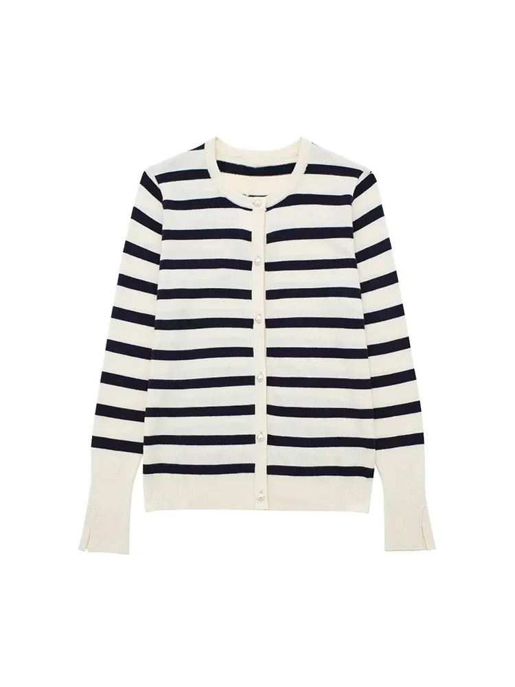 Кардиган Traf для женщин винтажные свитера в полоску модные женские 2023 вязаная