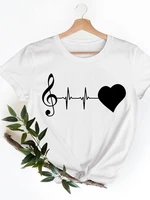 ladies casual music love sweet printing women clothing summer short sleeve graphic tee t shirts female t shirt clothes