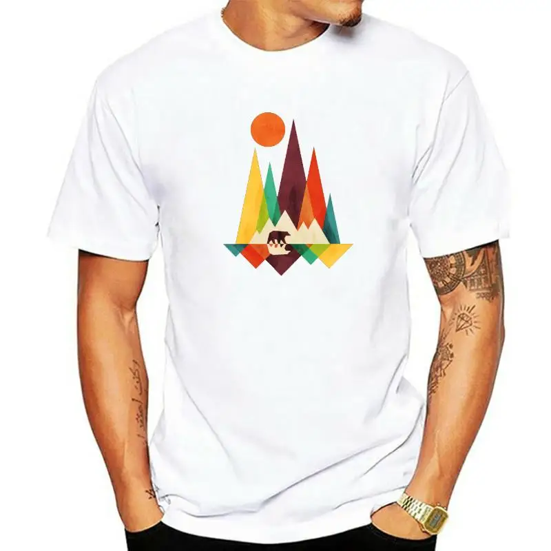 

Summer/Autumn T Shirts Rainbow Geometric Mountain Forest Bear Funny Men's T-Shirt Pure Videogame Loose Big Size Tops