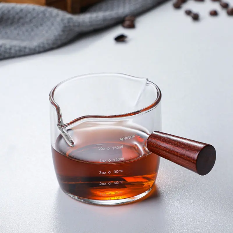 

150ml Milk Cup Glass With Scale Heat-resistant Glass Measuring Cup Jigger For Espresso Coffee Double-mouthed Ounce Cup