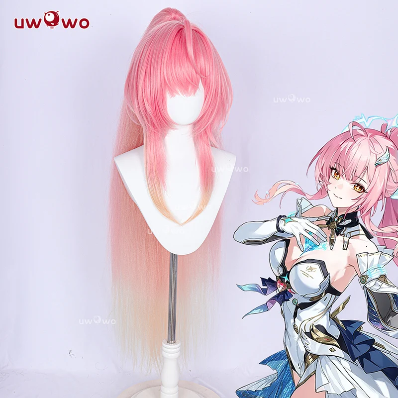 Фото Парик для косплея UWOWO Aemeath из игры Wuthering Waves, длинные розовые волосы, парик для Хэллоуина №1