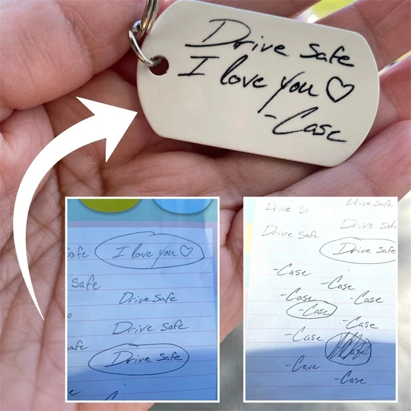 

Kids Drawing Keychain Engraved Baby Artwork Charm For Mother Gift Heart Shape Mom Birthday Mother's Day Gift Jewelry Key Chain