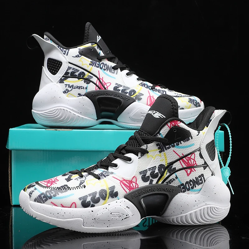 QQ-817 Men's Basketball Shoes Breathable Cushioning Non-Slip Wearable Sports Shoes Gym Training Athletic Basketball Sneakers