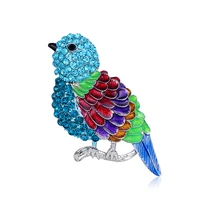 tulx bird rhinestone brooches for women lovely animal colorful enamel brooch clothes pin dress coat accessories