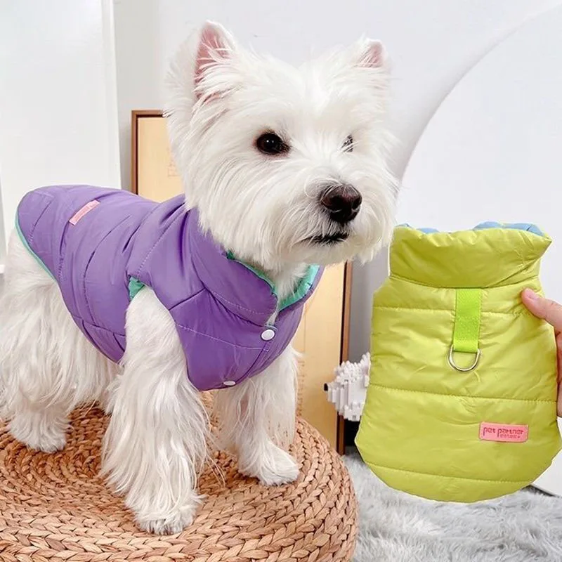 Жилет для собак осень-зима модная двухсторонняя одежда кошек с хлопковой