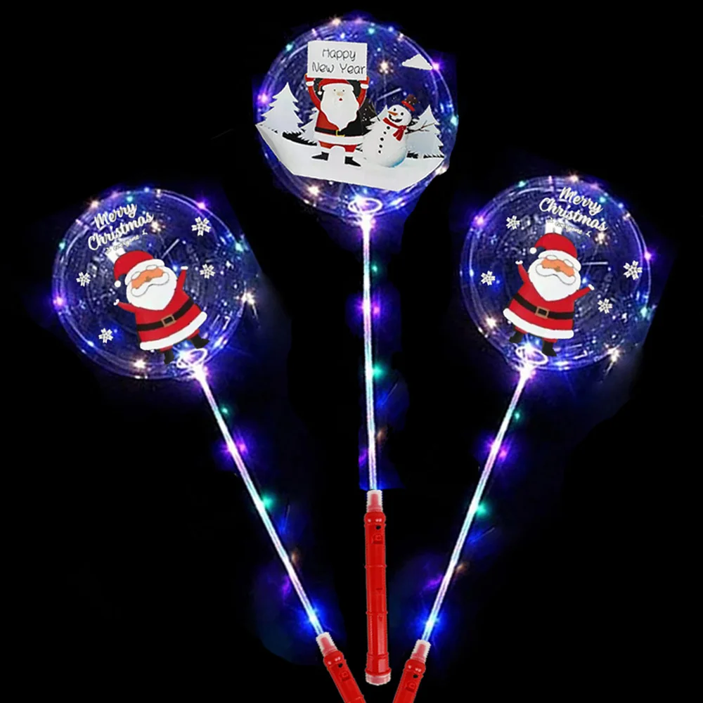 

2set Led Balloons 20inch Santa Claus Transparent BOBO Balloons Glow in the Dark Balloon Christmas Balloon Decor Party Supplies
