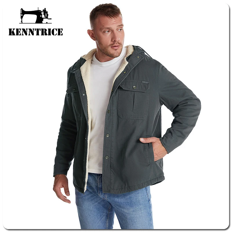 Kenntrice Parkas Jackets Thermal Cold Proof Fleece Polar Fleece Hooded Large Size Big Yards Classic Vintage Loose Men'S Snow