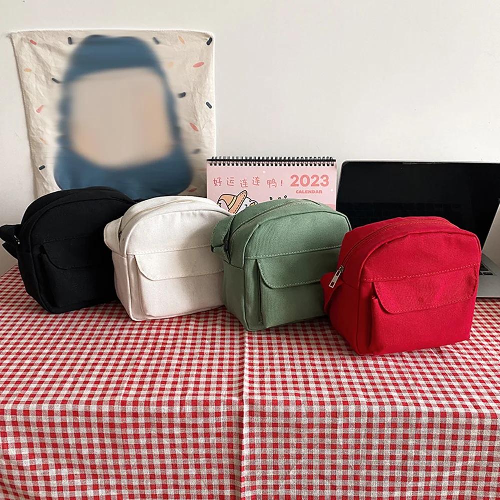 

Simple Women Messenger Bags Solid Color Canvas Small Satchel Casual Adjustable Strap Crossbody Bag Fashion Weekend Shoulder Bags