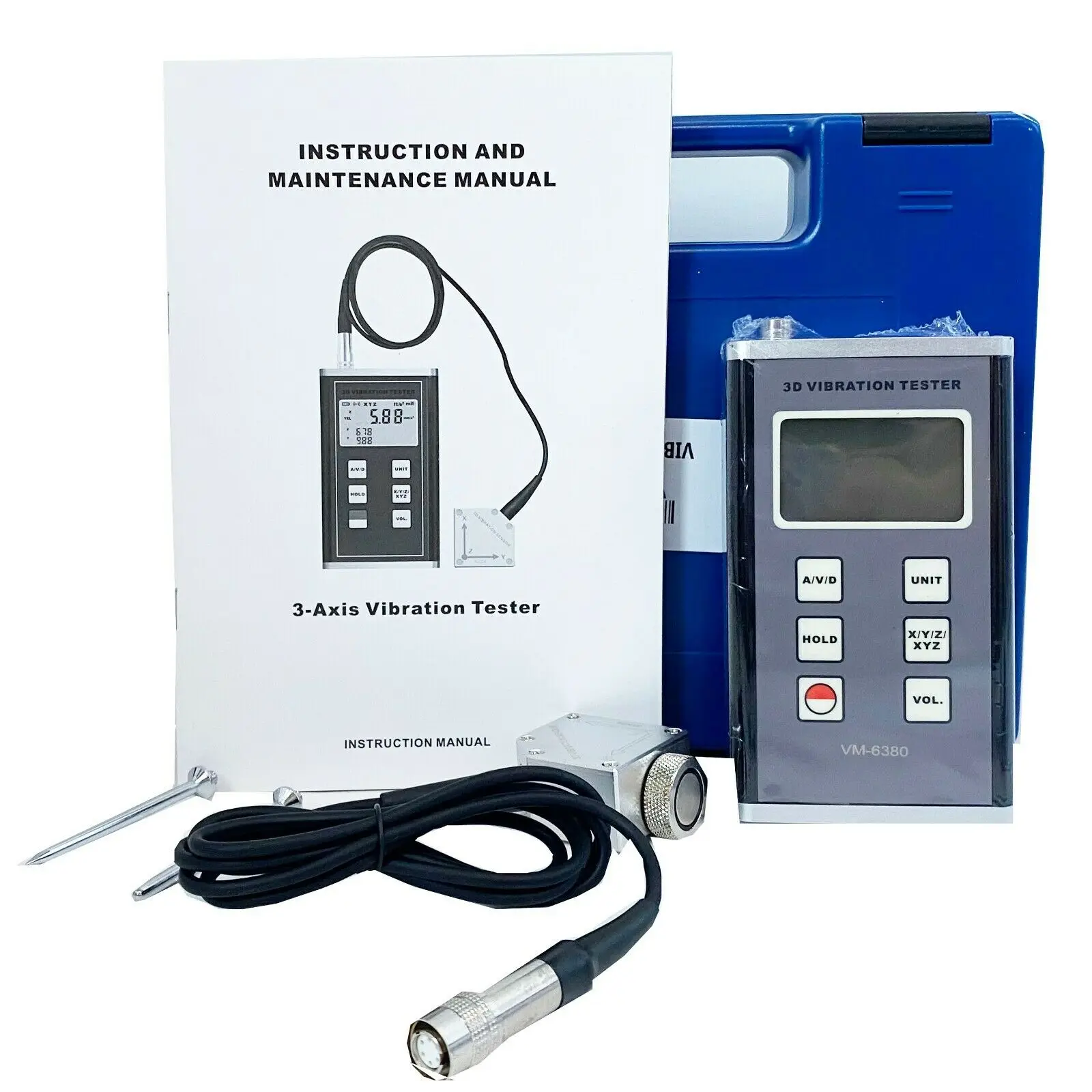 

Hot Selling VM-6380 3 Axis Piezoelectric Accelerometer Vibration Meter VM6380 3D Velocity Tester Vibrometer Gauge 10Hz~10kHz