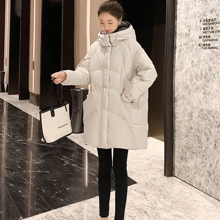 Down Cotton Jacket Women's Medium Long 2023 New Fashion Big Pocket Winter Warm Down Jacket Cotton Padded Parkas Clothes S51