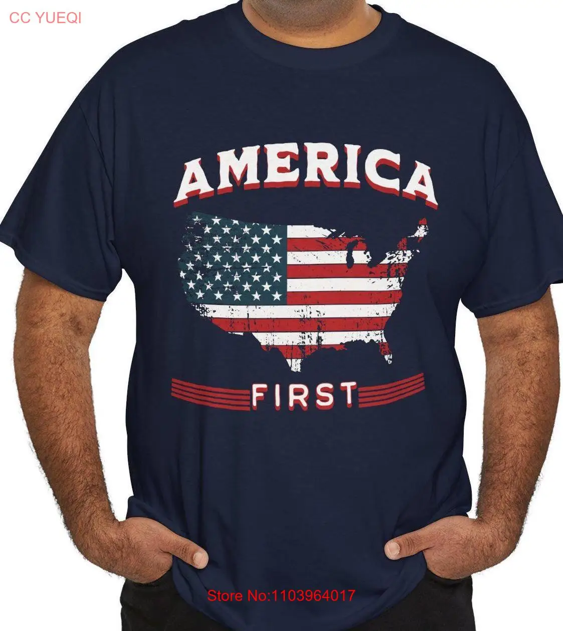 America First T Shirt Patriotic Heavy Cotton We Won Statement Top USA Pride Navy Red White long or short sleeves