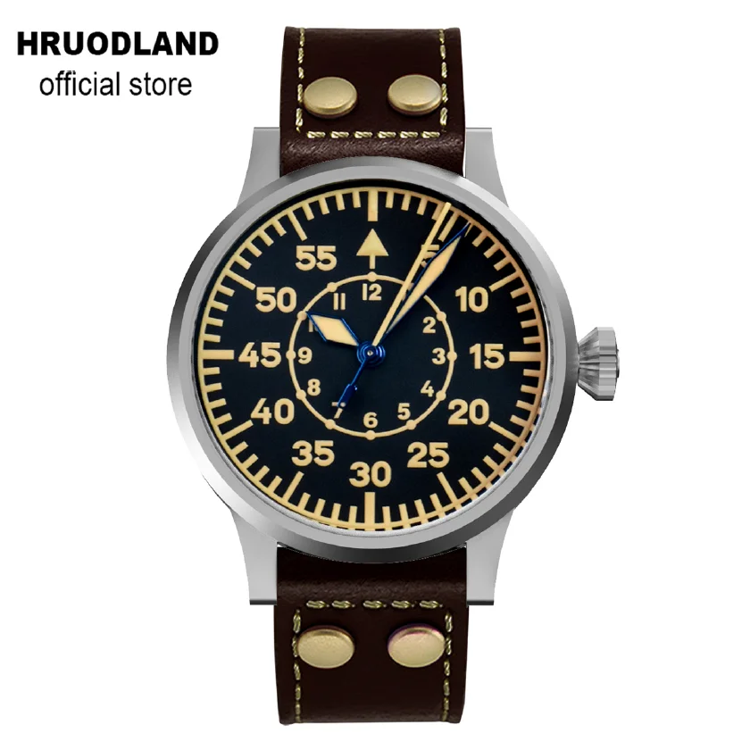 

Hruodland 42mm Retro Automatic Men Pilot Watches Sapphire Glass PT5000 SW200 10ATM Mechanical Diving Wrist watch for Men Male