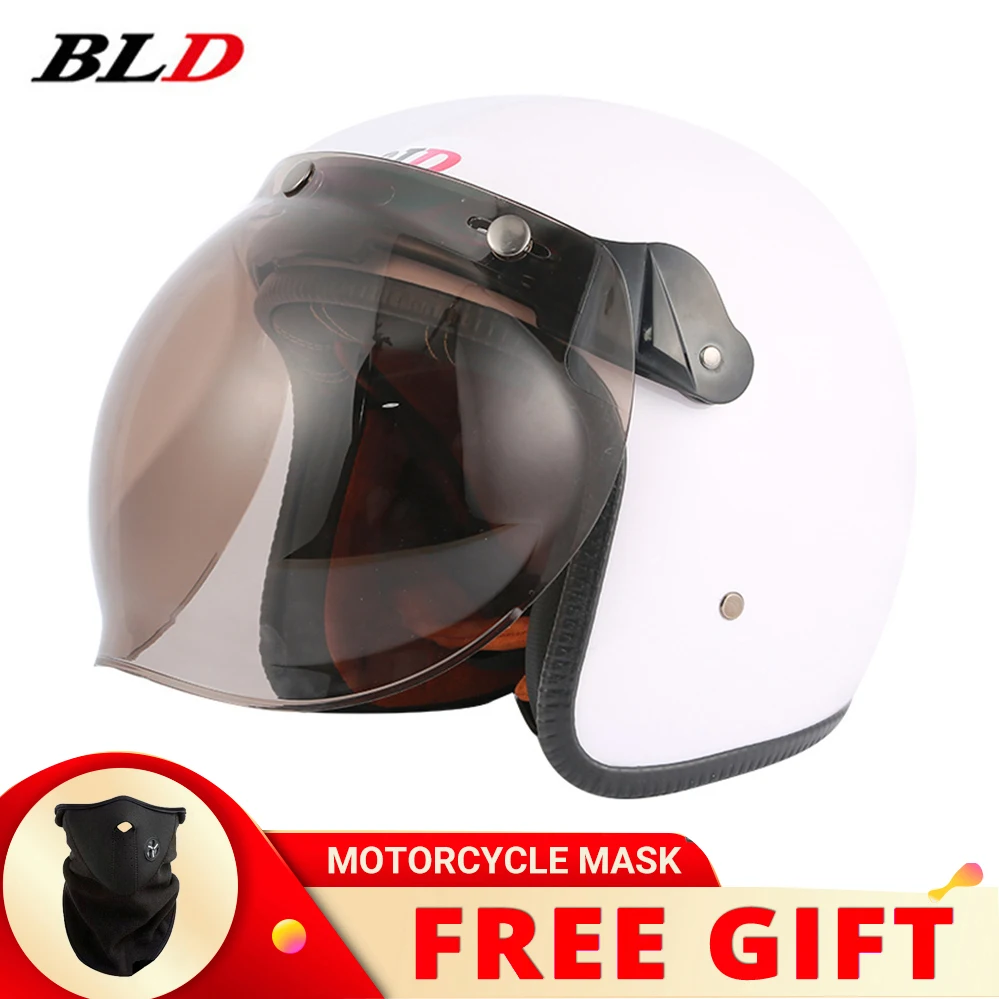 

Мотоциклетный шлем BLD181 в стиле ретро 3/4, мотоциклетный шлем для мотокросса с открытым лицом, каска в горошек, одобрен для кафе, гоночный шлем для мужчин и женщин