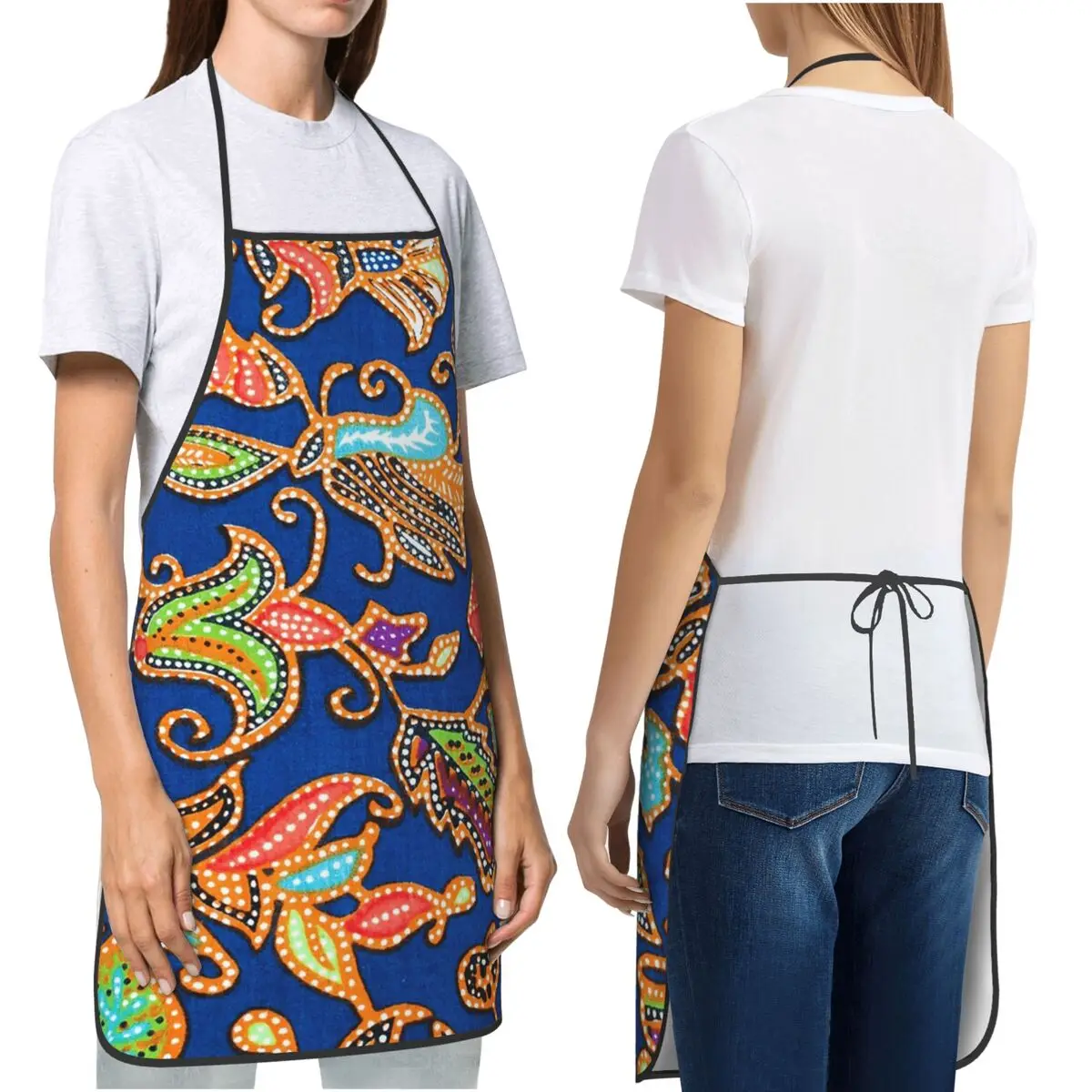 Фото Sarong Batik Kebaya фиолетовый фартук шеф-повара кулинария Tablier водостойкий нагрудник кухонный сарафан для чистки для женщин и мужчин живопись №5