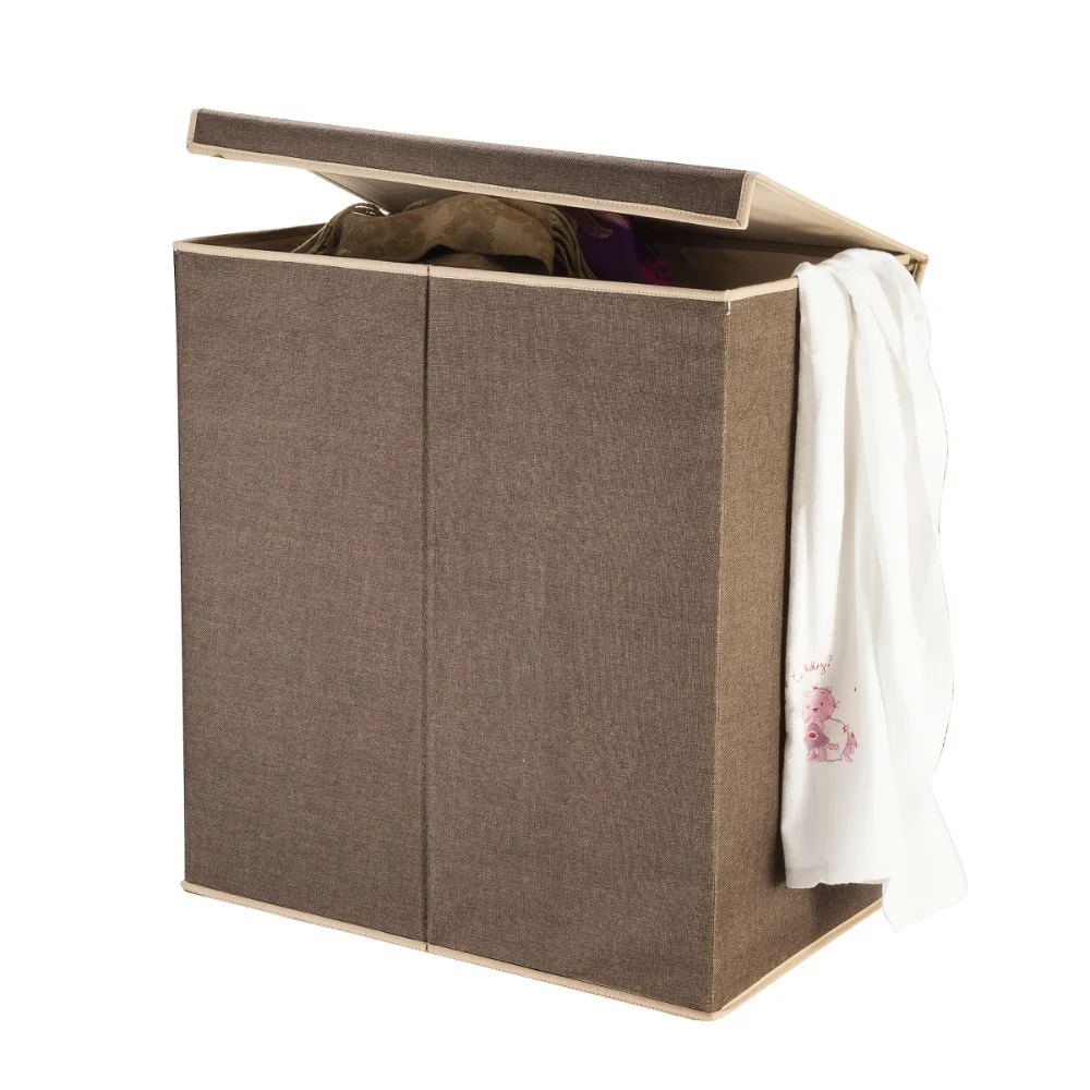 

Laundry Hamper with Magnetic Lid, Brown Bag Washing Bin Organizer