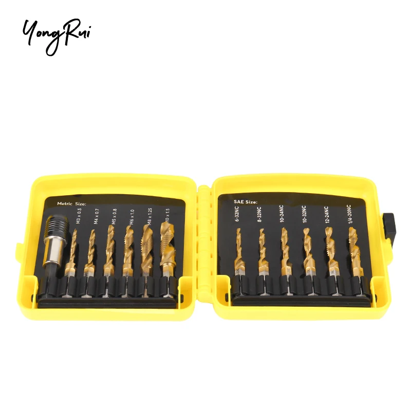 

13Pcs Sprial Tap Trapano Combined Set High Quality Hss Bits Composite Combination Screw Tap Drill Bits