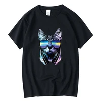 mens top quality 100 cotton funny dj cat print t shirt loose summer knitted fabric men tshirt o neck t shirt male tees tops