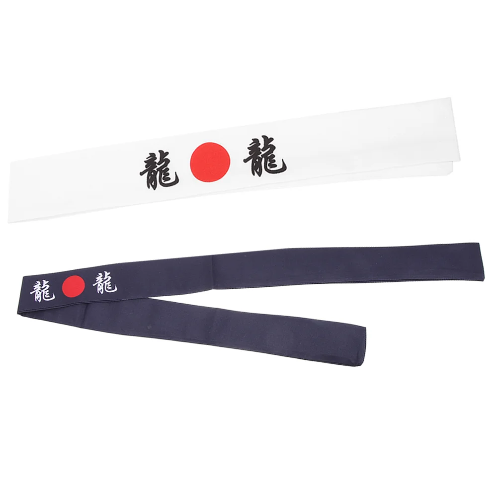 

2 Pcs Japanese Hair Band Headband Portable Chef Sports Sushi Cotton Samurai Cooking Karate Kitchen