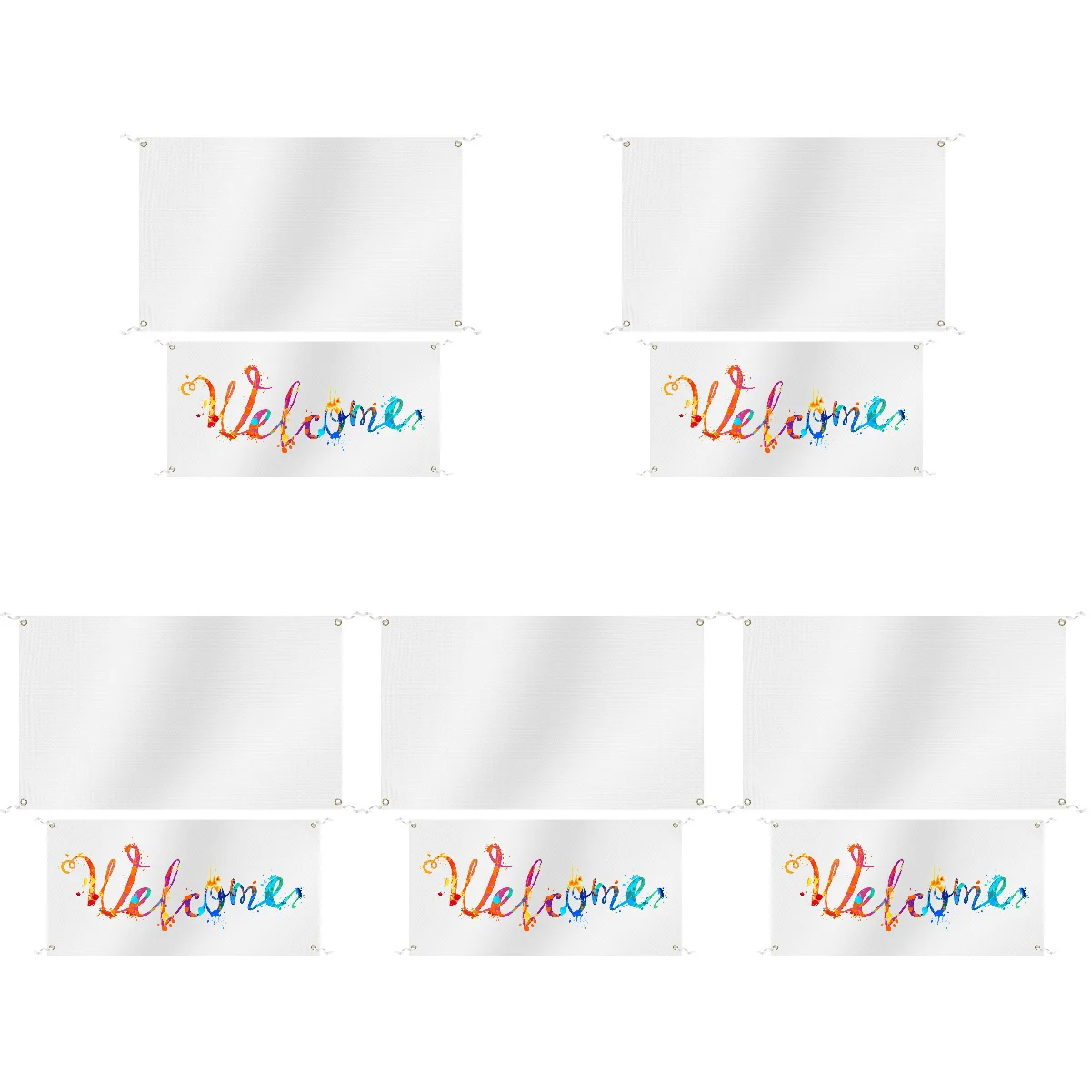 

10 Sets Canvases Painting White Flag Outdoor Banners Rectangle Polyester Flags Decorate Blank DIY Garden Office