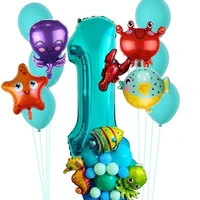 39pcs ocean tiffany balloon kit cartoon crab fish starfish ocean animal foil ball for birthday party decor kid gift diy supplies