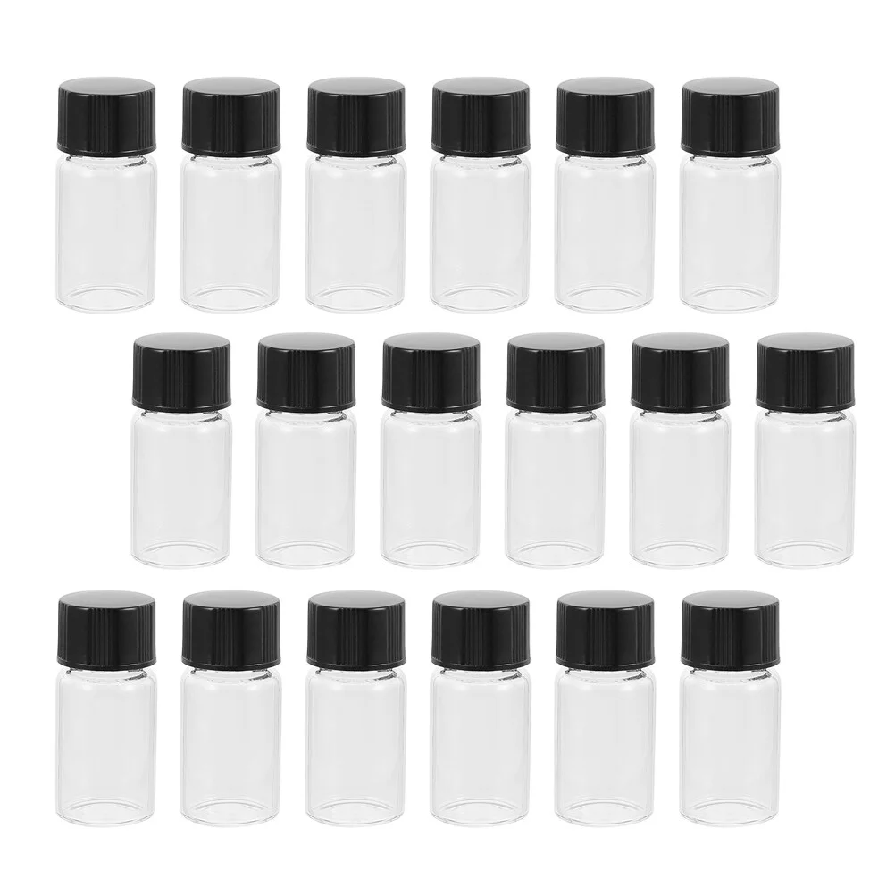

30 Pcs Glass Bottle Travel Containers Sample Bottles Lid Experiment Transparent Vials Caps Perfume Reagent Clear Lids