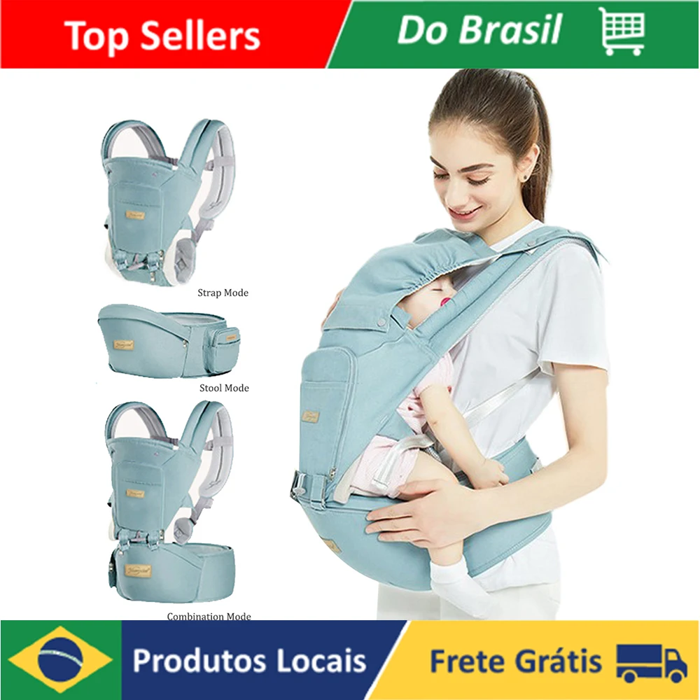 

Canguru Ergonômico Para Carregar Bebê Com Pano De Sombra 12 Posições 3 Em 1,-Meses, Suporta Mais De 10 kg