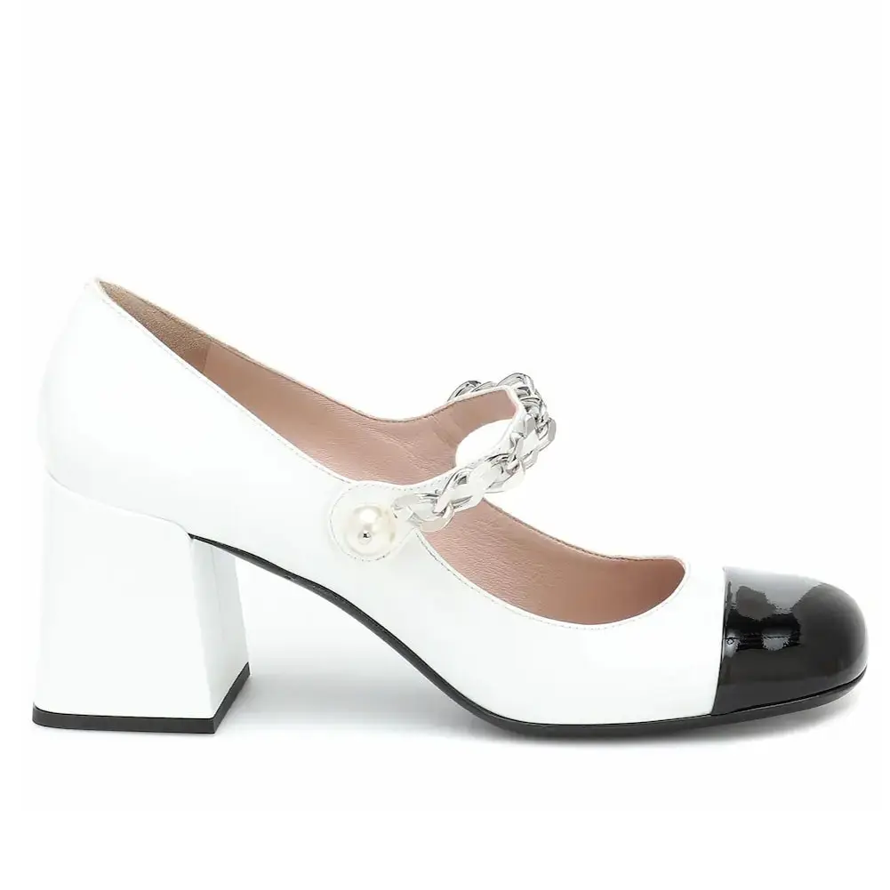 Genuine Leather 2023 Brand Design Summer Spring Square Toe High Block Heels Mary Janes Women Pumps Sexy Party Wedding Shoes