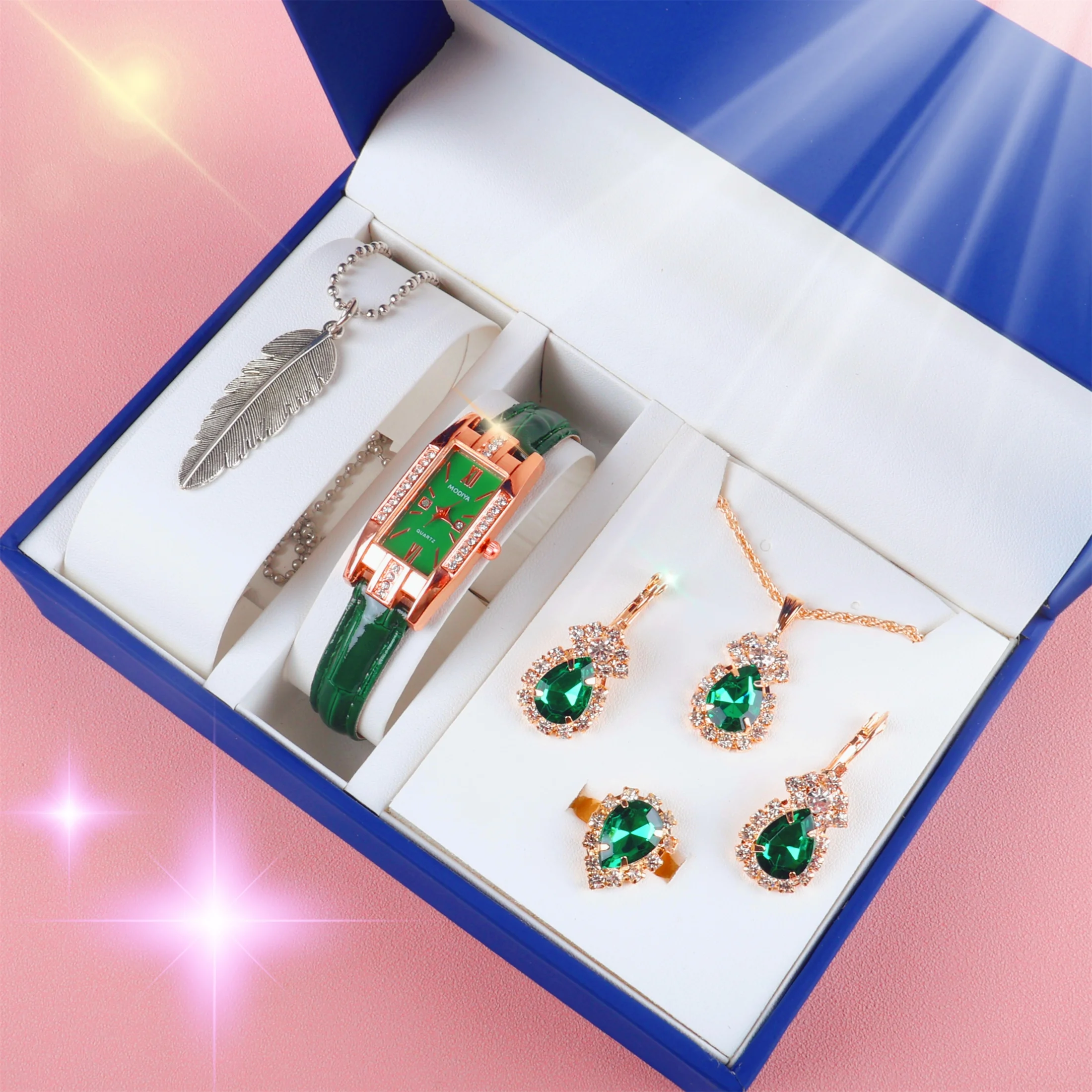 Женские прямоугольные кварцевые часы с кожаным ремешком