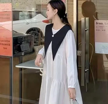 Simple Non-Pocket Pointed Collar Navy Sle Shawl Large Detachable Single All-Match Decorative Length V Neck