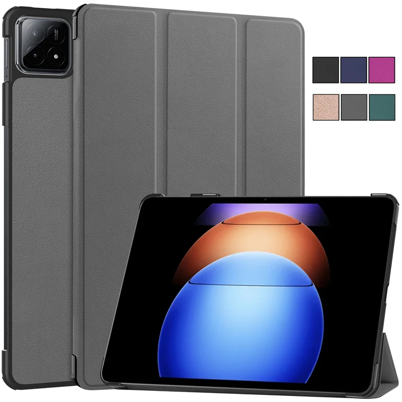 Чехол Funda для Xiaomi Pad 6s Pro 12 4 дюйма тройной магнитный кожаный смарт-чехол Coque 6S 2024