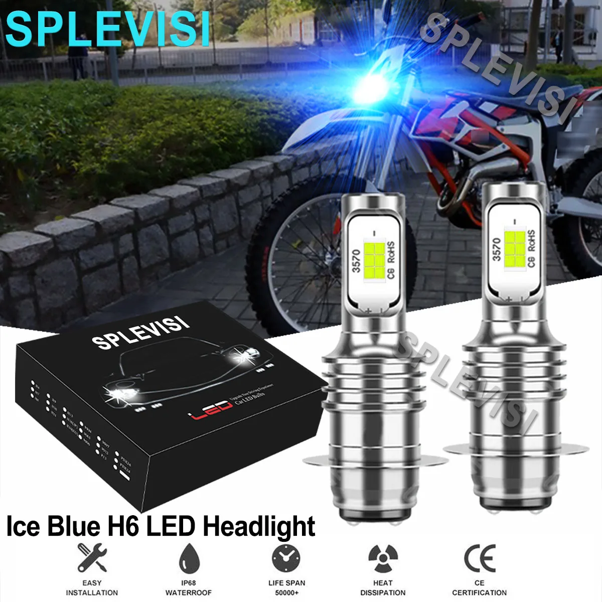 

2x70W 8000K Ice Blue Motorcycle Headlight For KTM Freeride 250R 2015 2016 450 530EXC EXC-R 2008-2011 450 2006-2016 350 2012-2013