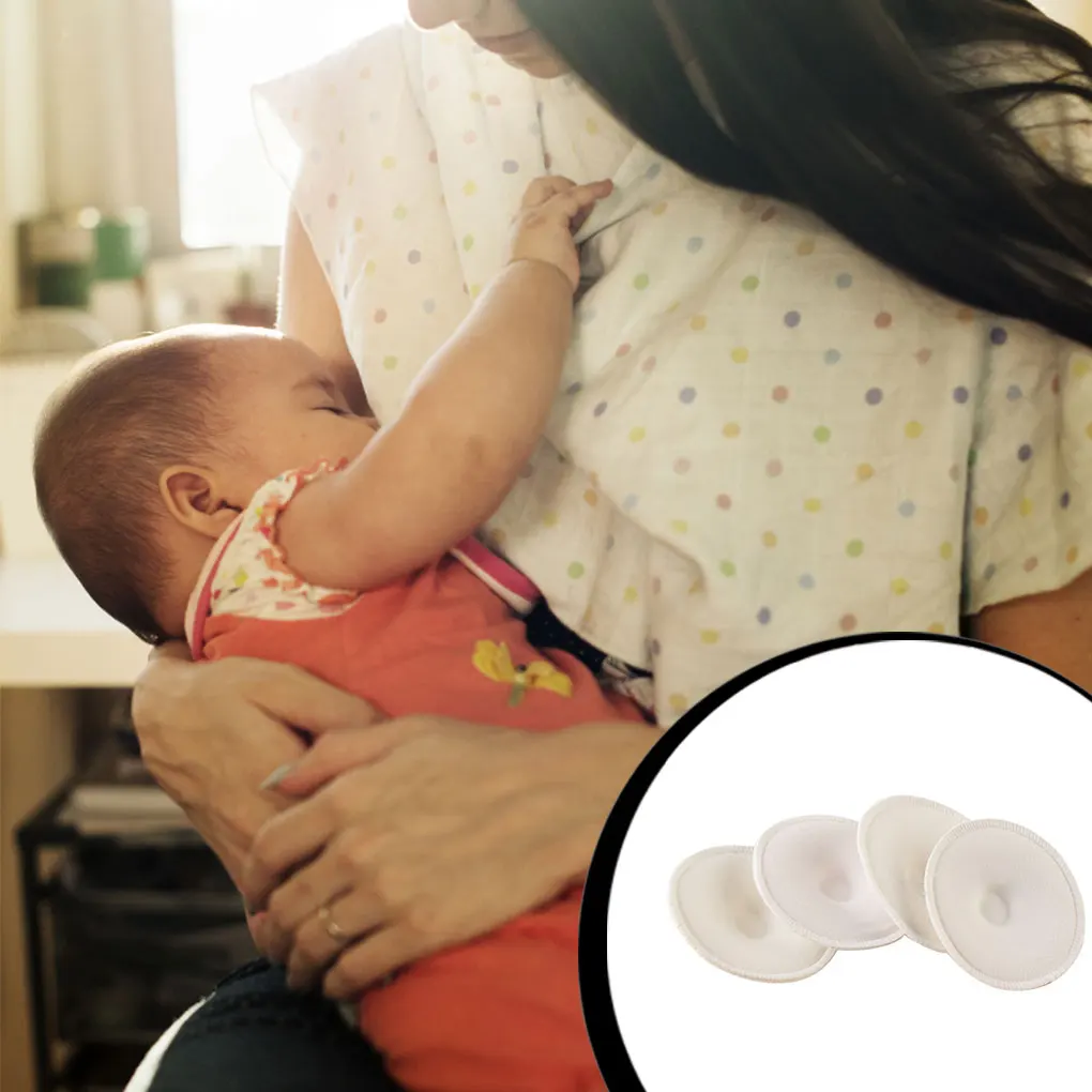 

4 Pieces Anti-overflow Leakproof Women Breast Pad Breastfeeding Baby Nursing Mat Washable Milk Absorber Nipple Cover