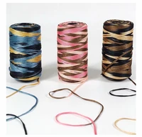 100greel new summer crochet yarn satin webbing designed blended fancy yarn for diy hat handbag hollow line viscose ice rope