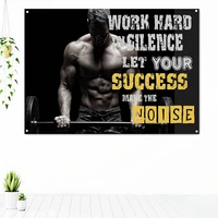 work hard in silence let your success bodybuilding workout inspirational quotes poster decorative banner flag tapestry gym decor