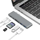 USB-хаб 6 в 1, Type-c, Thunderbolt 3, кардридер TFSD, зарядка PD, 2 порта USB 3,0, конвертер Macbook, док-станция MacBook Pro Air M1