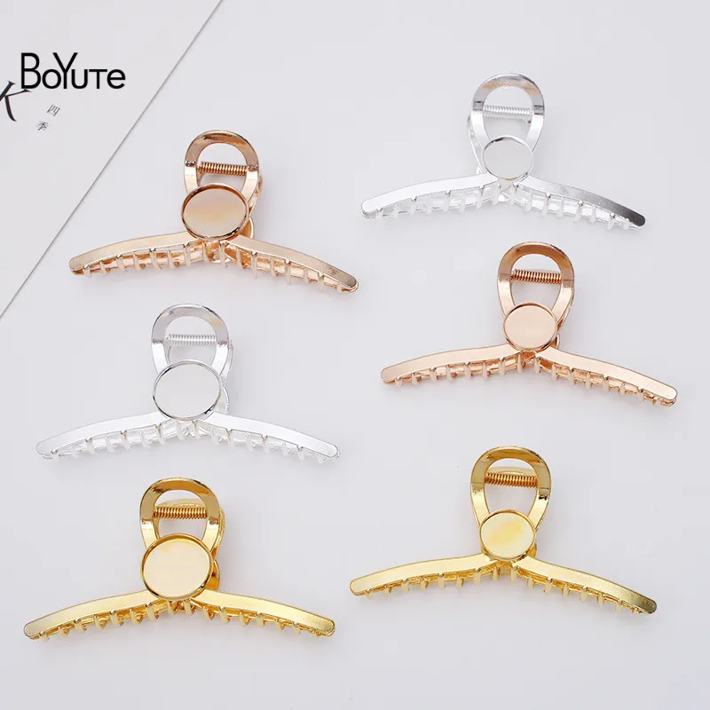 

BoYuTe (5 Pieces/Lot) Fit 20MM 25MM Cabochon Blank Hair Claw Base Big Shark Clip Metal Hair Accessories for Women