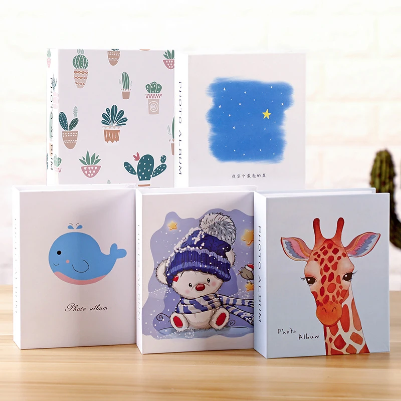

6 Inch Photo Album 100 Pockets Large Capacity Foldout Family Photo Album Children Growth Album Cartoon Photo Albums Book