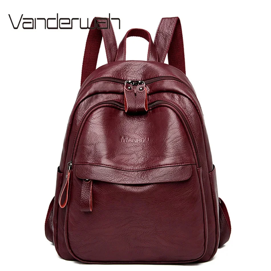 

2020 Female Leather Backpacks High Quality Ladies Bagpacks Luxury Designer Large Capacity Casual Daypack Girl Mochilas A Dos