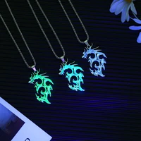 hip hop fashion domineering luminous flame dragon necklace pendant long sweater chain punk party jewelry