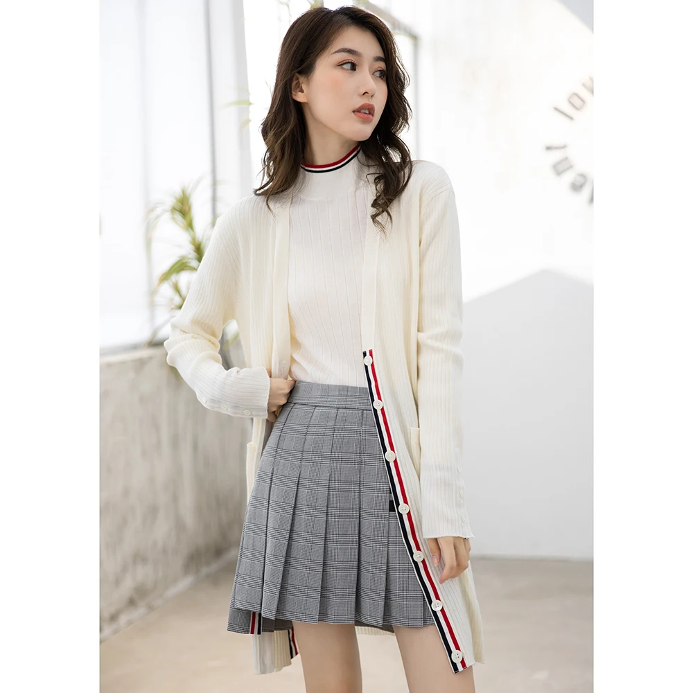 Женский однобортный длинный вязаный кардиган из 100% шерсти с V-образным вырезом и