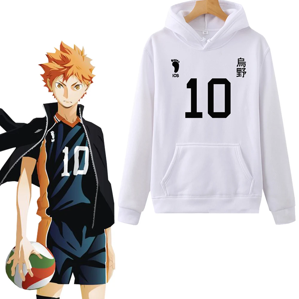 

Hot Anime Haikyuu Shoyo Hinata Cosplay Hoodie Man Woman Harajuku Hip Hop White Streetwear