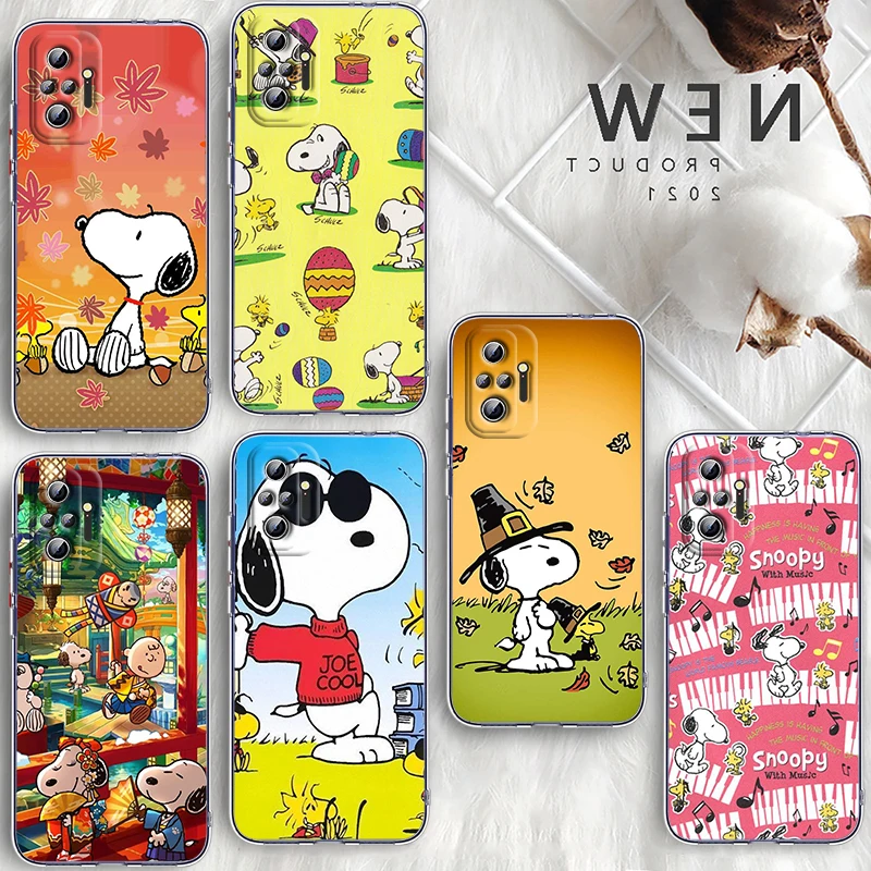 

Cartoon Cute Snoopy Love For Xiaomi Poco X3 Redmi Note 11S 11 11T 10 10S 9 9T 9S 8 8T Pro 5G 7 5 4X Transparent Phone Case